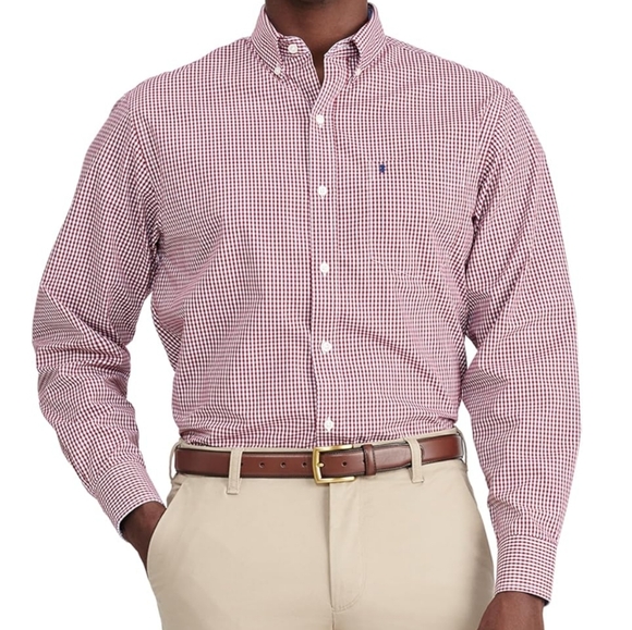 Izod red and white checked Men’s casual button up long sleeve shirt size Medium - Picture 5 of 7
